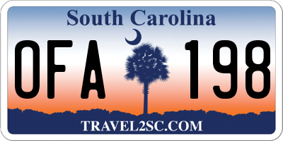 SC license plate OFA198