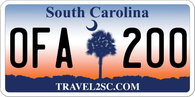 SC license plate OFA200