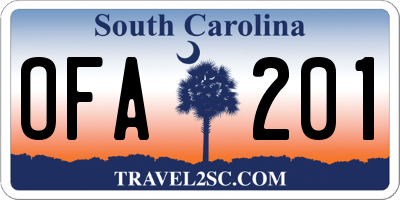 SC license plate OFA201