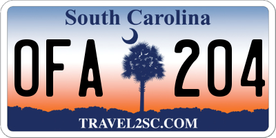 SC license plate OFA204