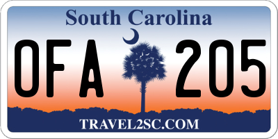 SC license plate OFA205