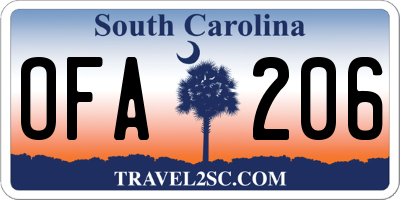 SC license plate OFA206