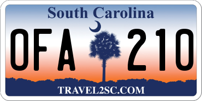 SC license plate OFA210