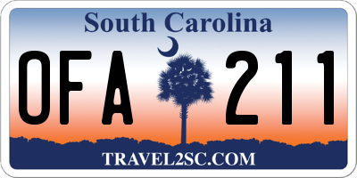 SC license plate OFA211