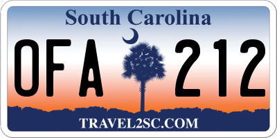 SC license plate OFA212