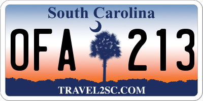SC license plate OFA213
