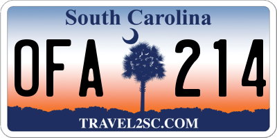 SC license plate OFA214