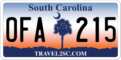 SC license plate OFA215