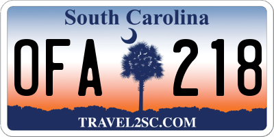SC license plate OFA218