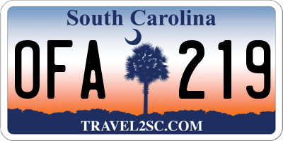 SC license plate OFA219