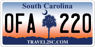SC license plate OFA220