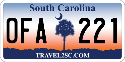 SC license plate OFA221