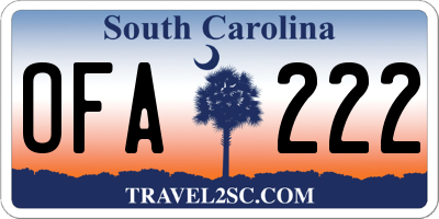 SC license plate OFA222