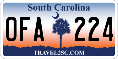SC license plate OFA224