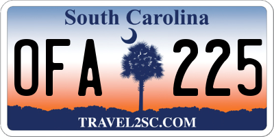 SC license plate OFA225