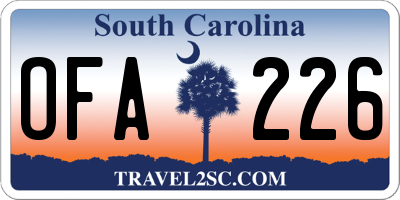 SC license plate OFA226