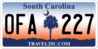 SC license plate OFA227