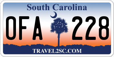 SC license plate OFA228