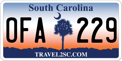 SC license plate OFA229