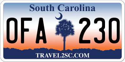 SC license plate OFA230