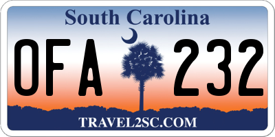 SC license plate OFA232