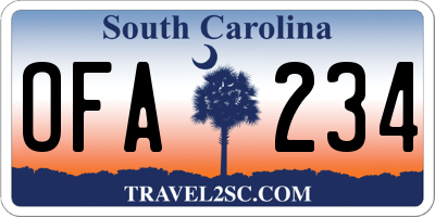 SC license plate OFA234