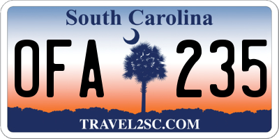 SC license plate OFA235