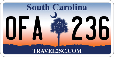 SC license plate OFA236