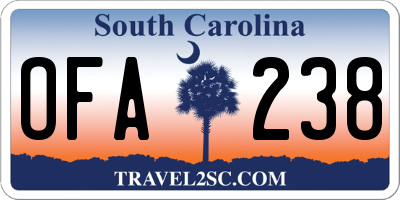 SC license plate OFA238