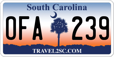 SC license plate OFA239