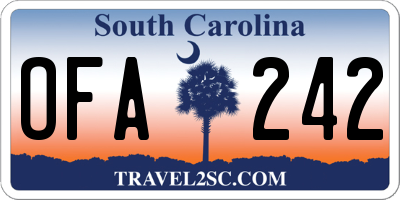 SC license plate OFA242