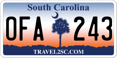 SC license plate OFA243