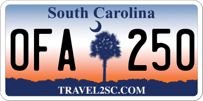SC license plate OFA250