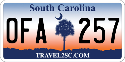 SC license plate OFA257