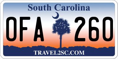 SC license plate OFA260
