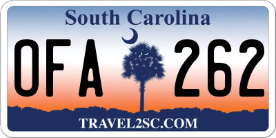 SC license plate OFA262