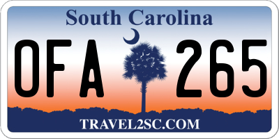 SC license plate OFA265