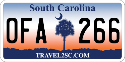 SC license plate OFA266
