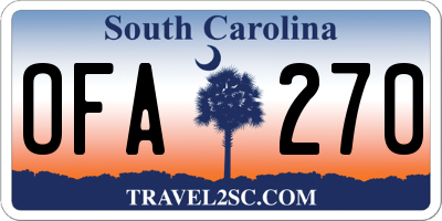 SC license plate OFA270
