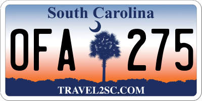 SC license plate OFA275