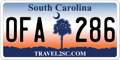 SC license plate OFA286