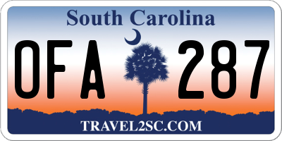 SC license plate OFA287
