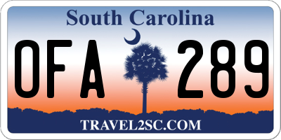 SC license plate OFA289
