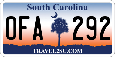 SC license plate OFA292