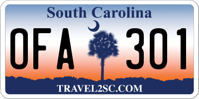 SC license plate OFA301