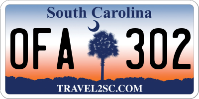 SC license plate OFA302