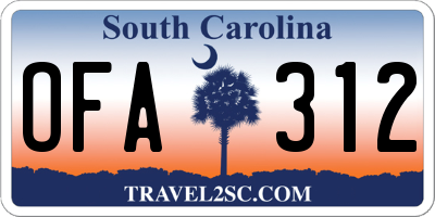 SC license plate OFA312