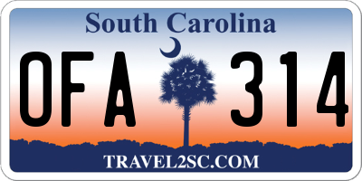 SC license plate OFA314