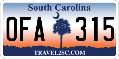 SC license plate OFA315