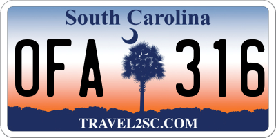 SC license plate OFA316